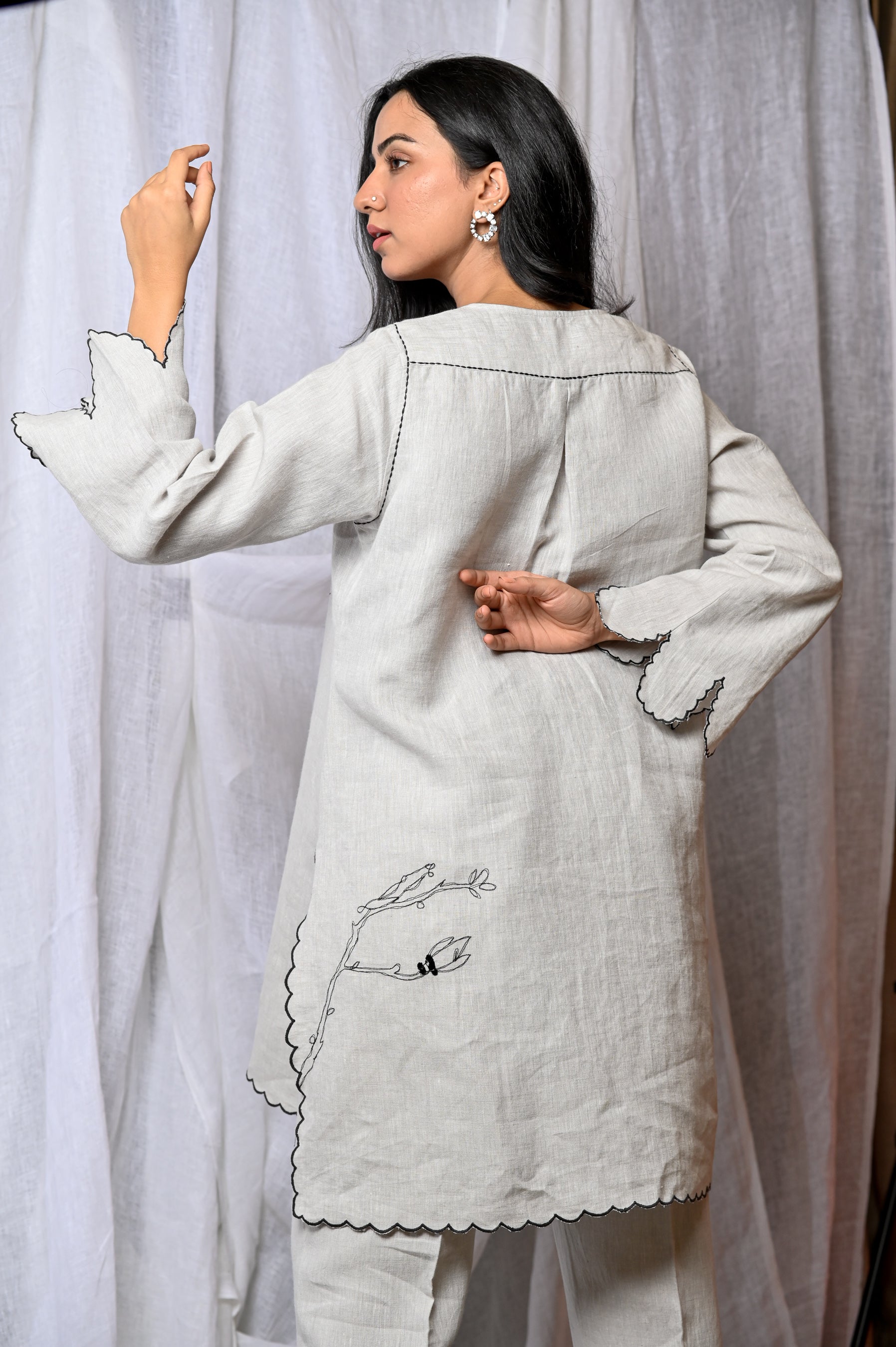 Ivory Bloom Linen Co-Ord Set