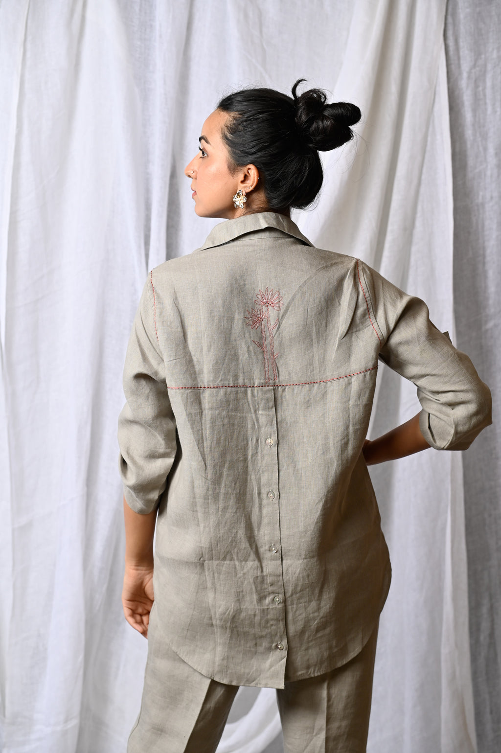 Ivory Wildflower Linen Shirt