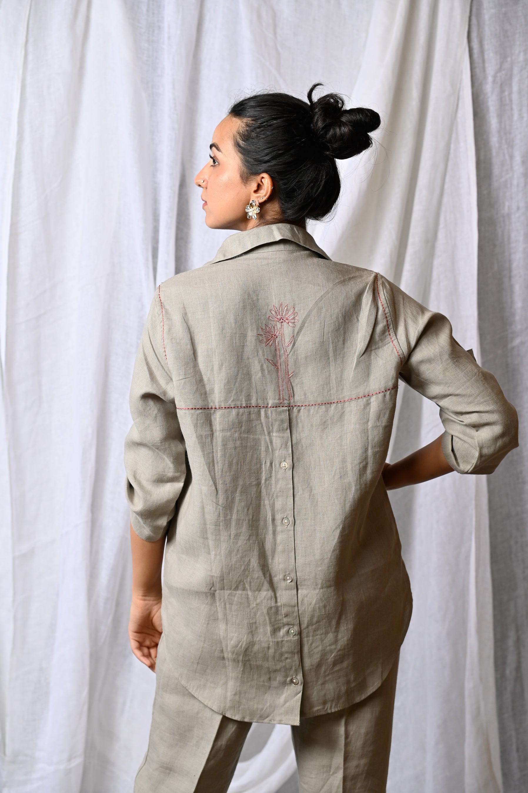 Ivory Wildflower Linen Shirt