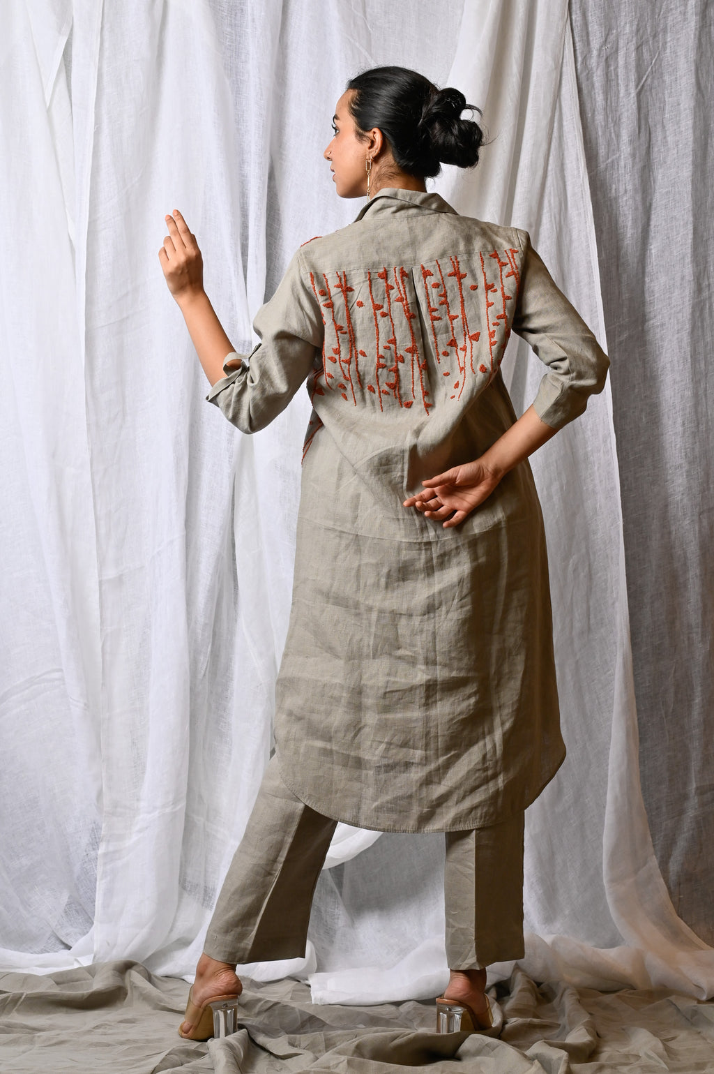 Ivory Ember Vine Linen Co-Ord Set