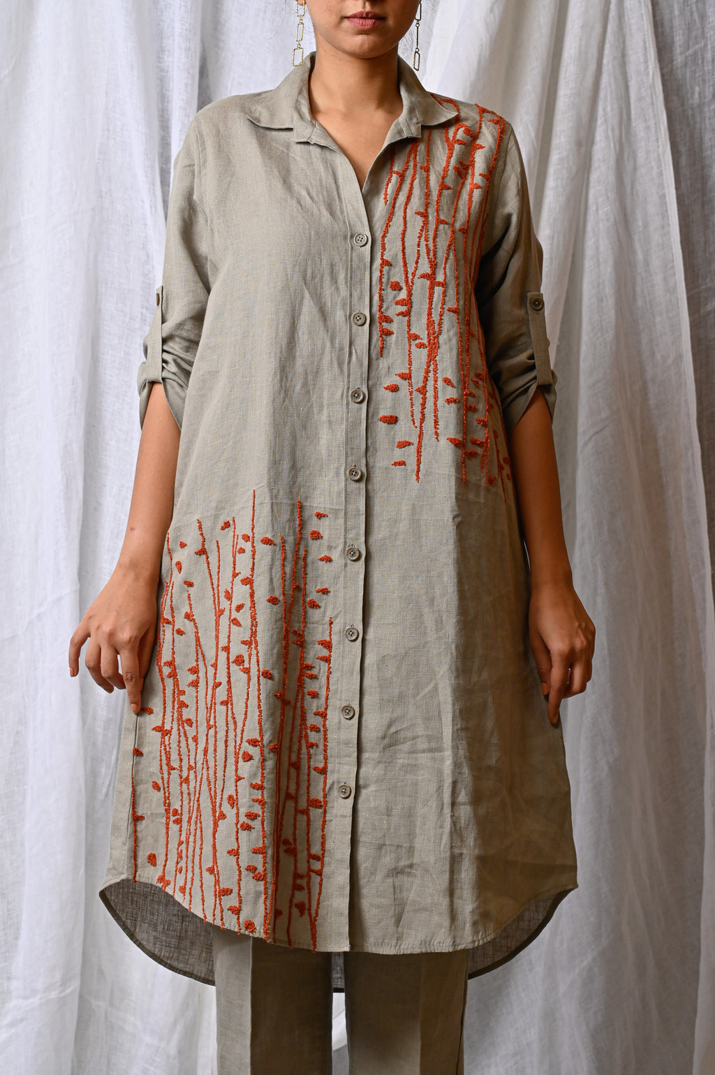 Ivory Ember Vine Linen Co-Ord Set
