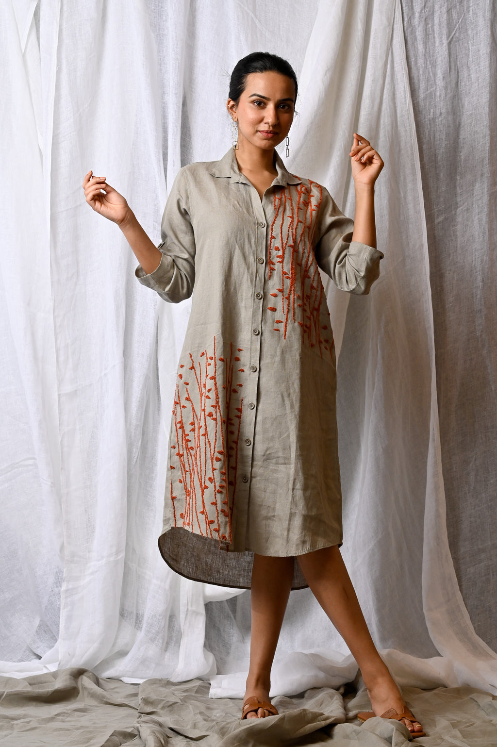 Ivory Ember Vine Linen Co-Ord Set