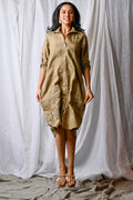 Olive Meadow Linen Shirt Dress