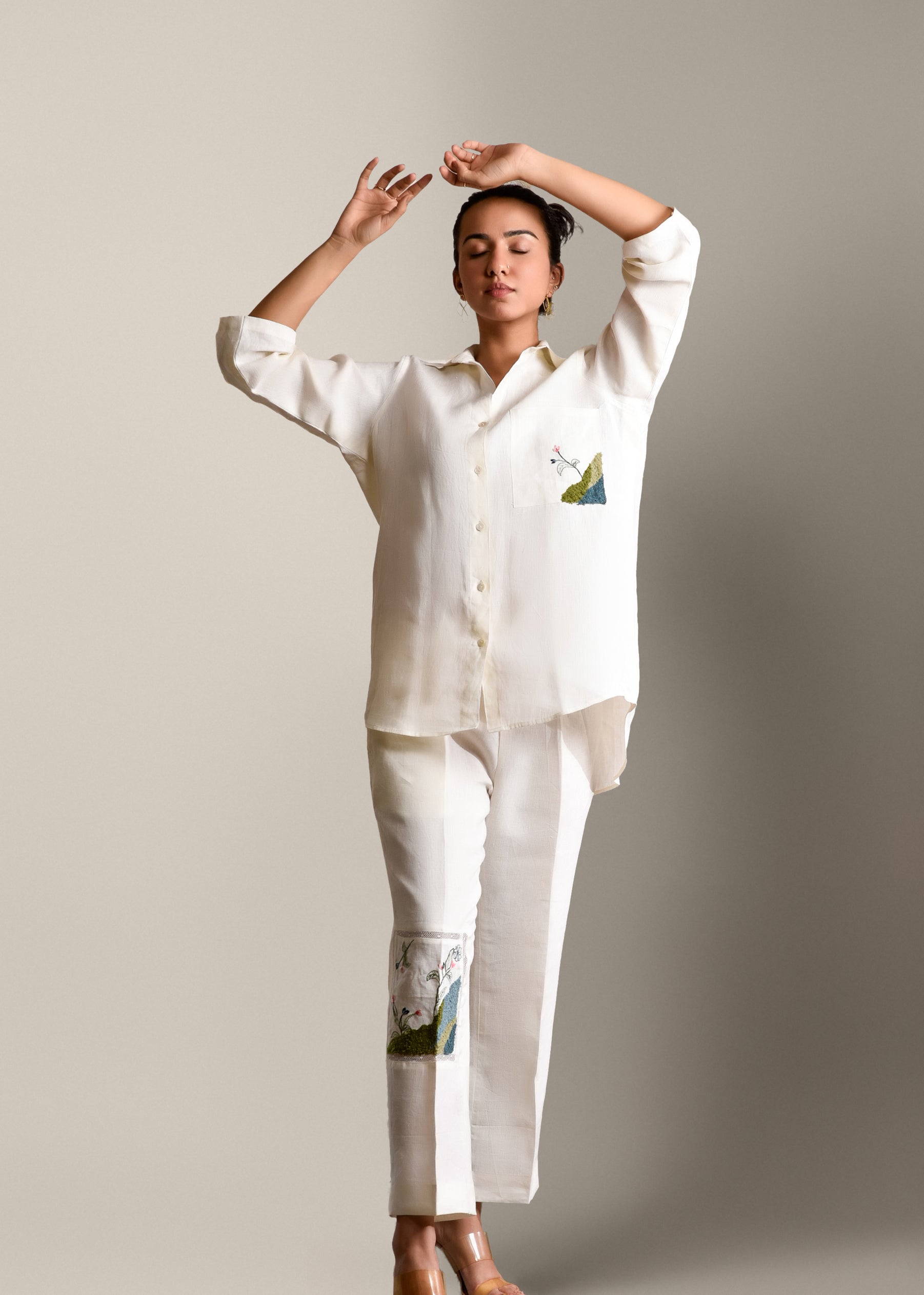 Ivory Meadowscape Linen Co-Ord Set