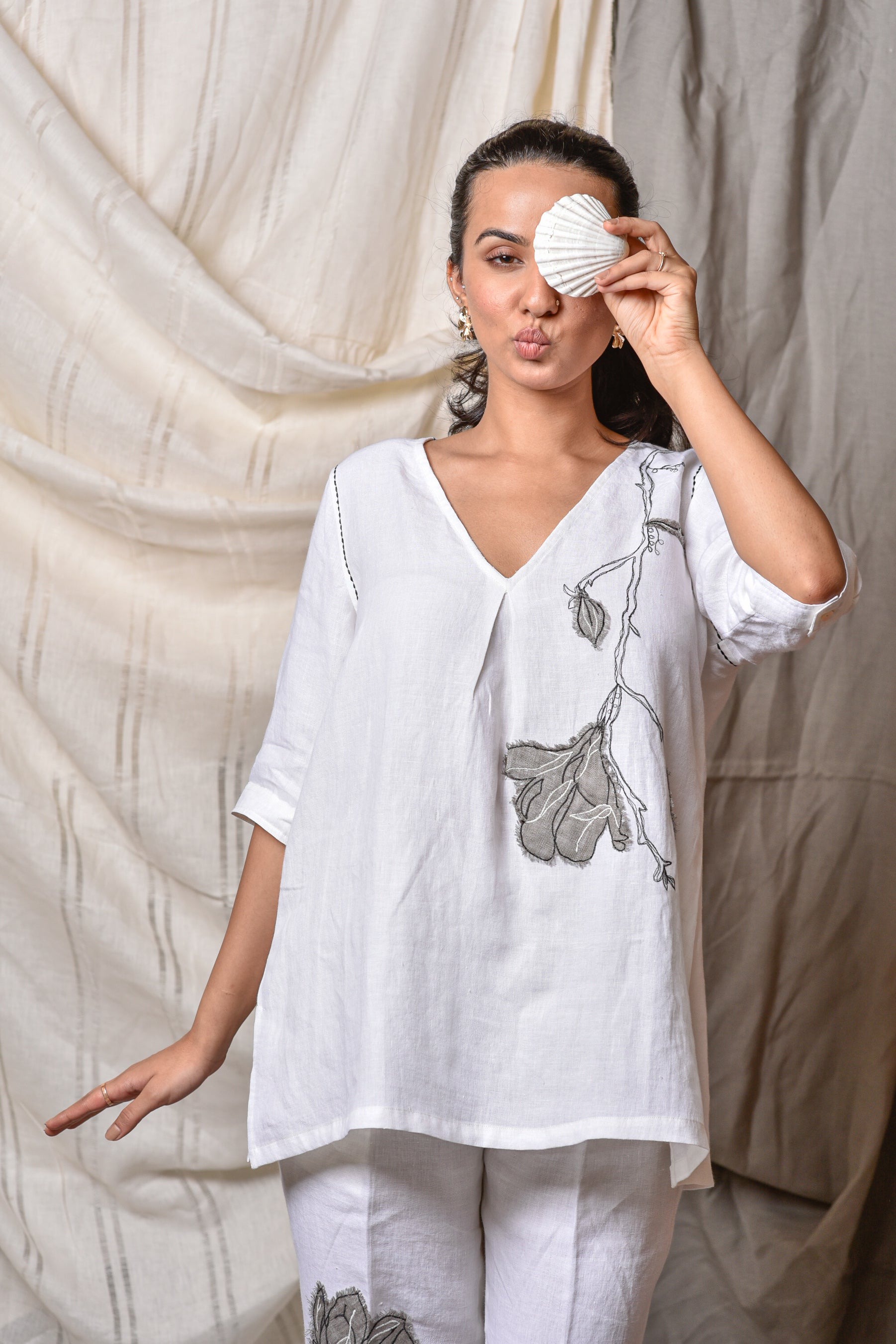 Ivory Stillleaf Linen Co-Ord Set