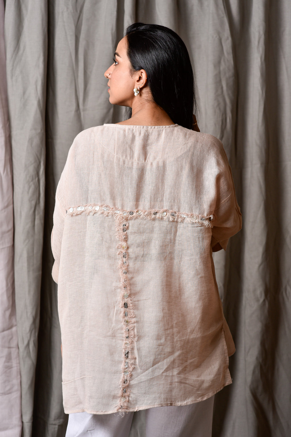 Soft Horizon Embroidered Top with Slip