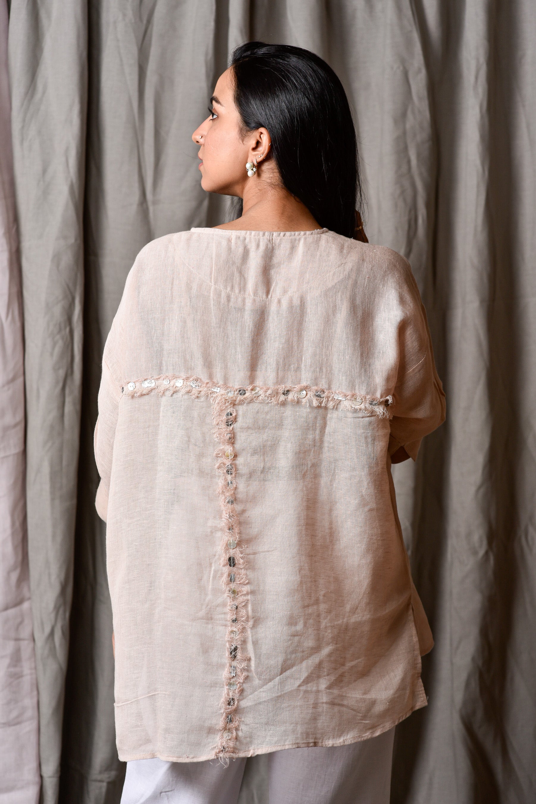 Soft Horizon Embroidered Top with Slip