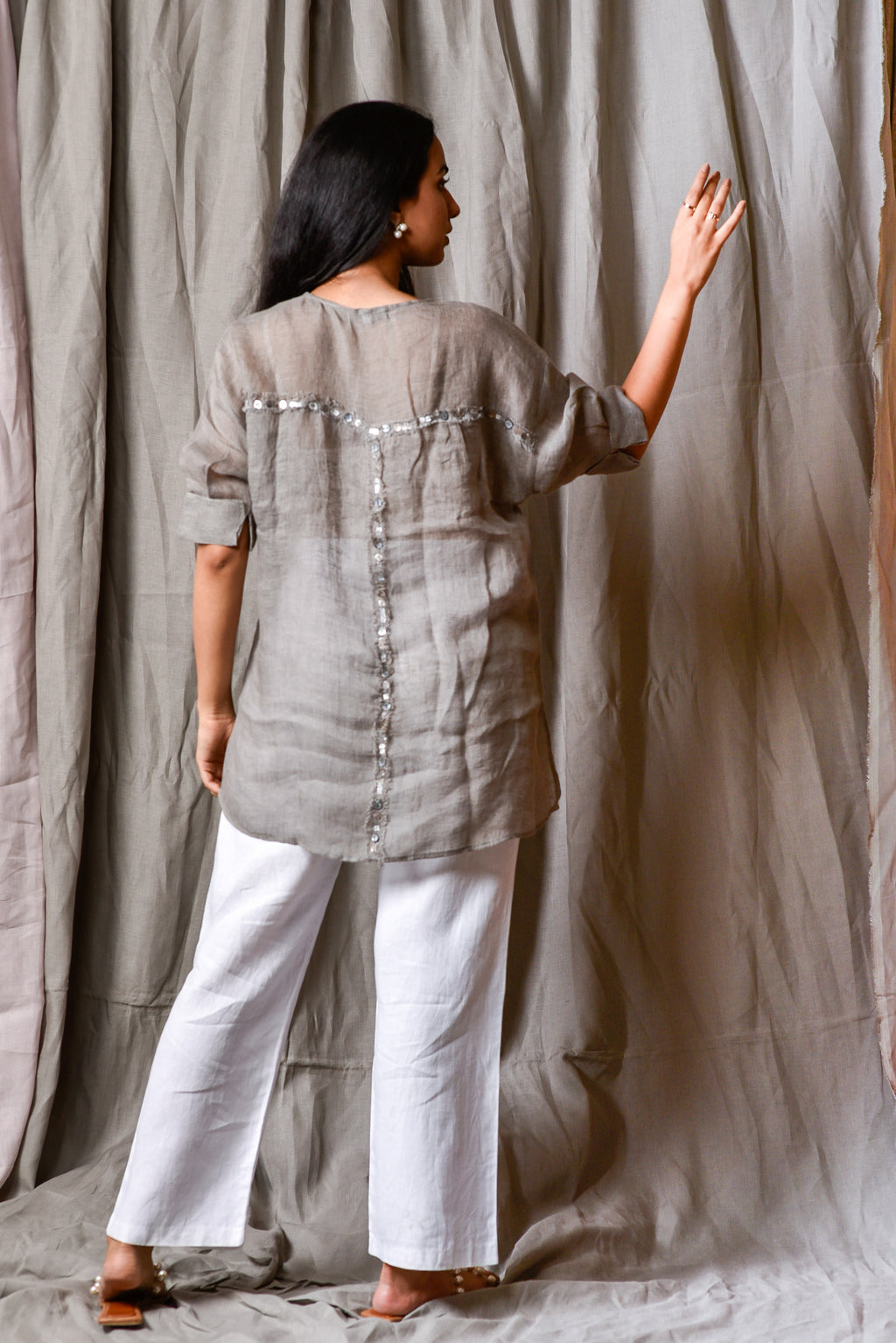 Silver Mist Embellished Top with Slip