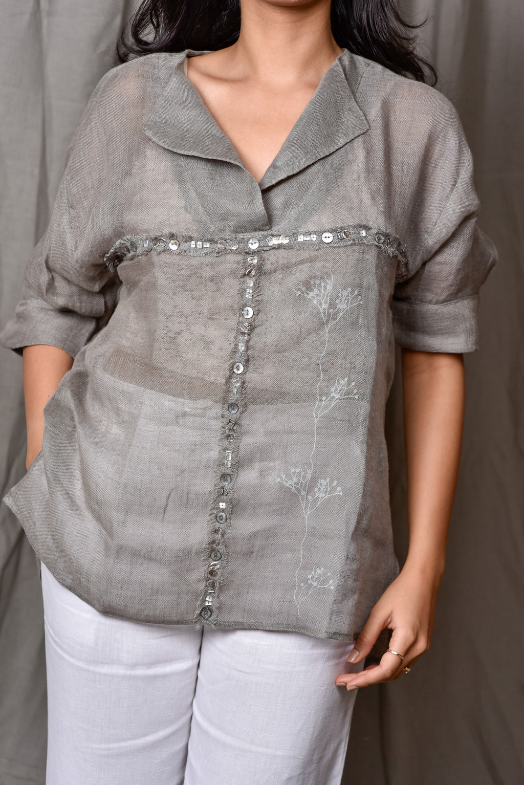 Silver Mist Embellished Top with Slip