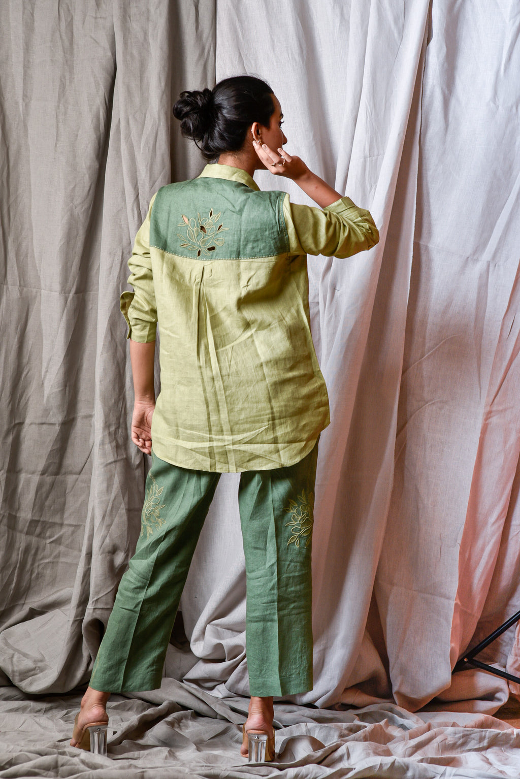Verdant Dual-Tone Linen Shirt