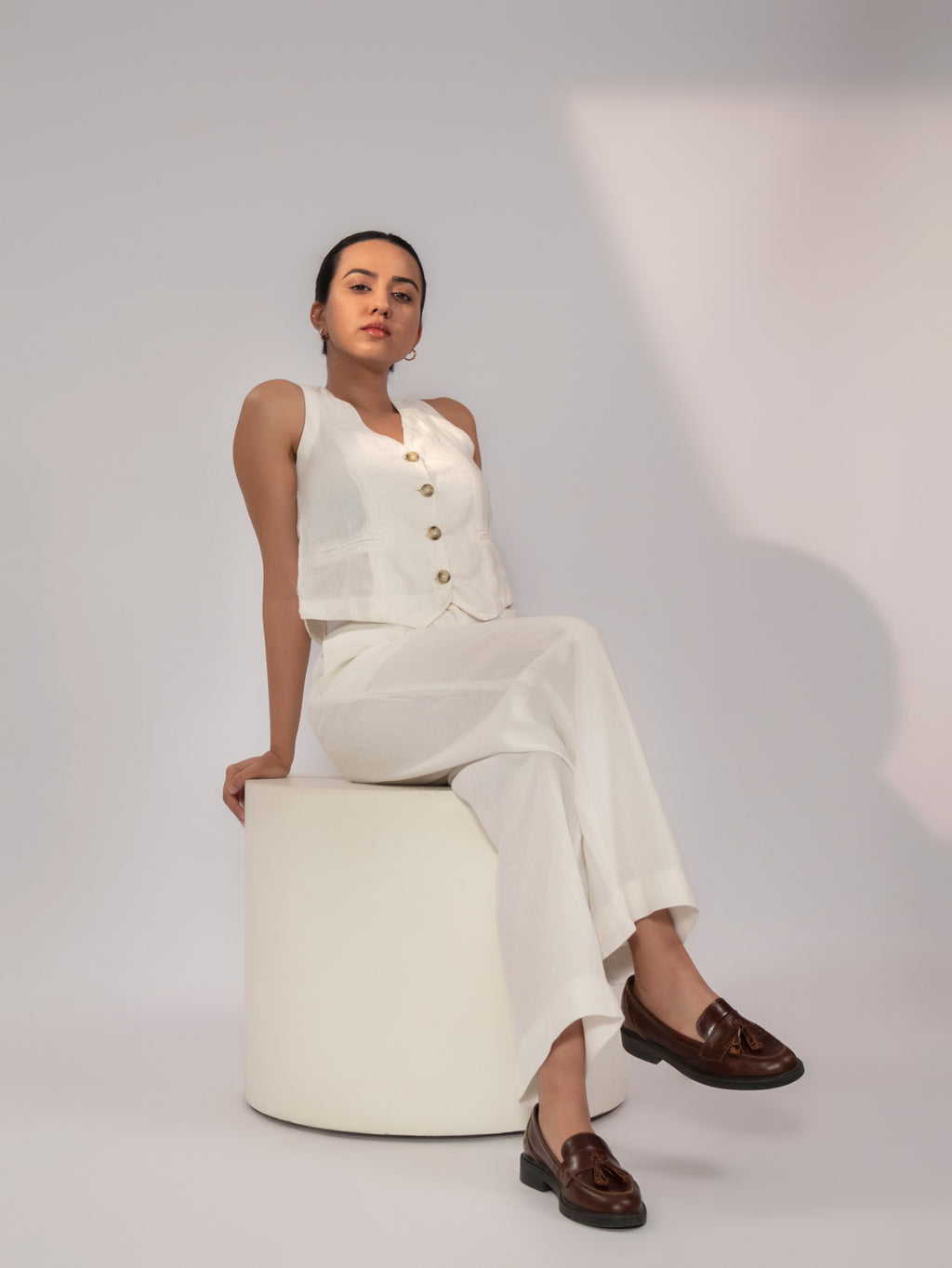 Ivory Ease Linen Co-Ord Set