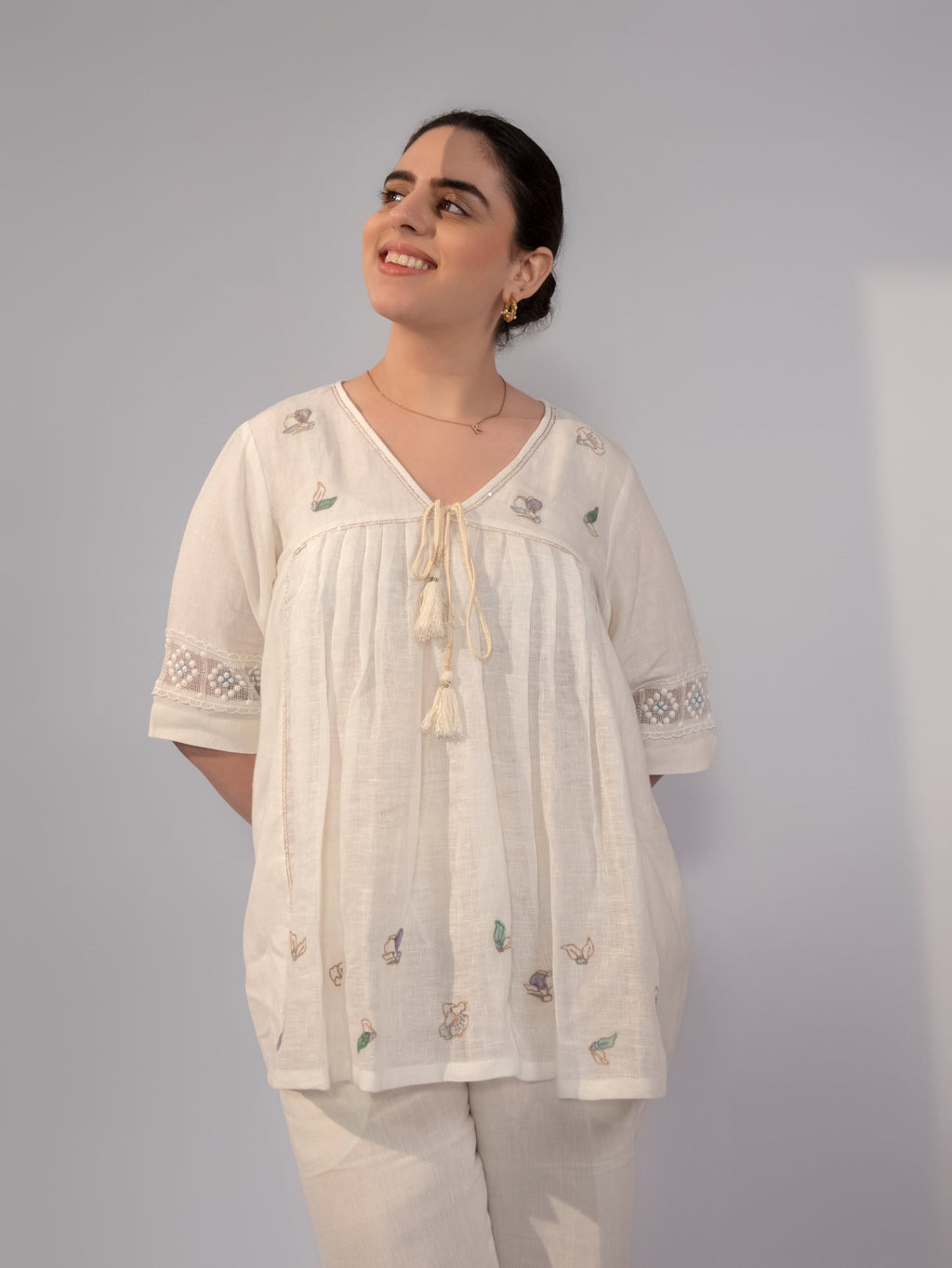 Ivory Meadow Tassel Linen Co-Ord Set