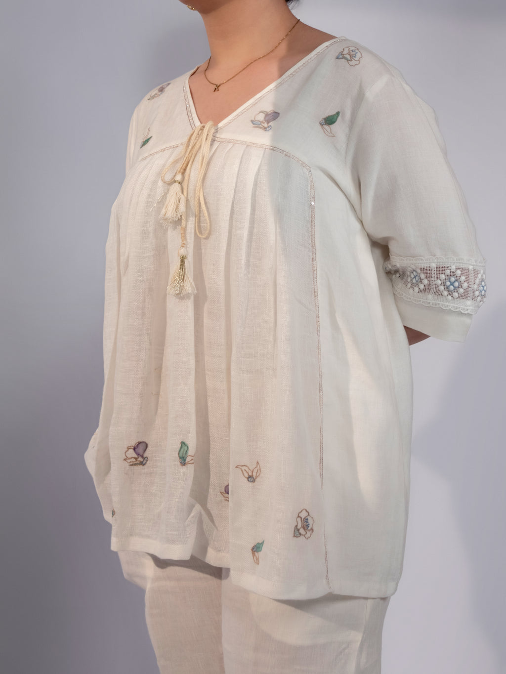 Ivory Meadow Tassel Linen Co-Ord Set