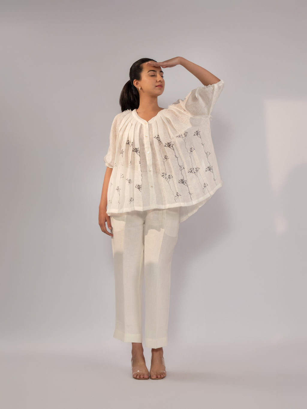 Ivory Breeze Gathered Linen Co-Ord Set