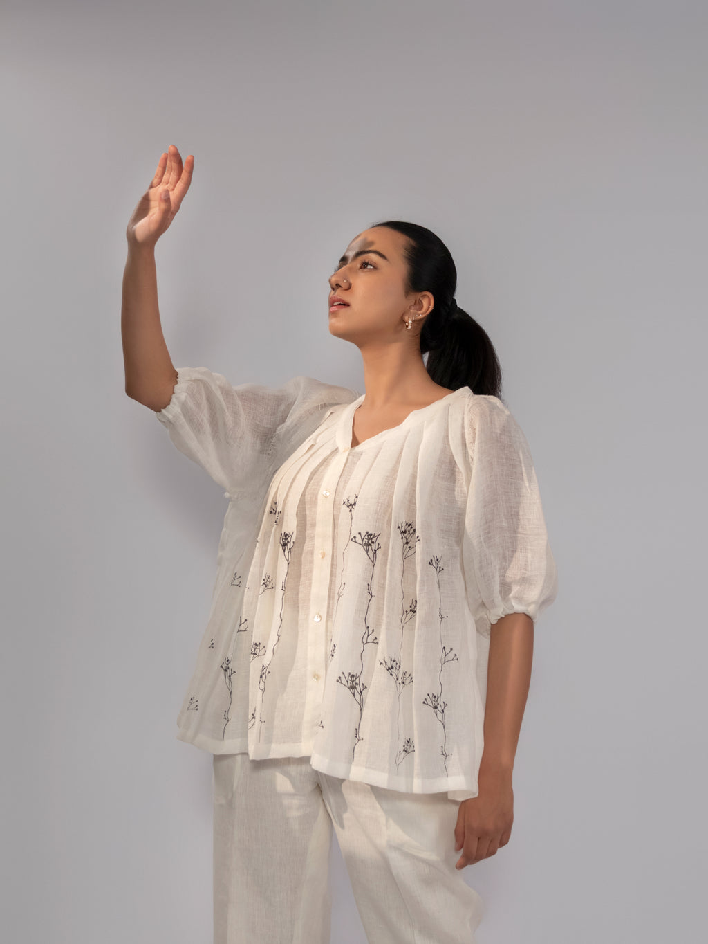 Ivory Breeze Gathered Linen Co-Ord Set