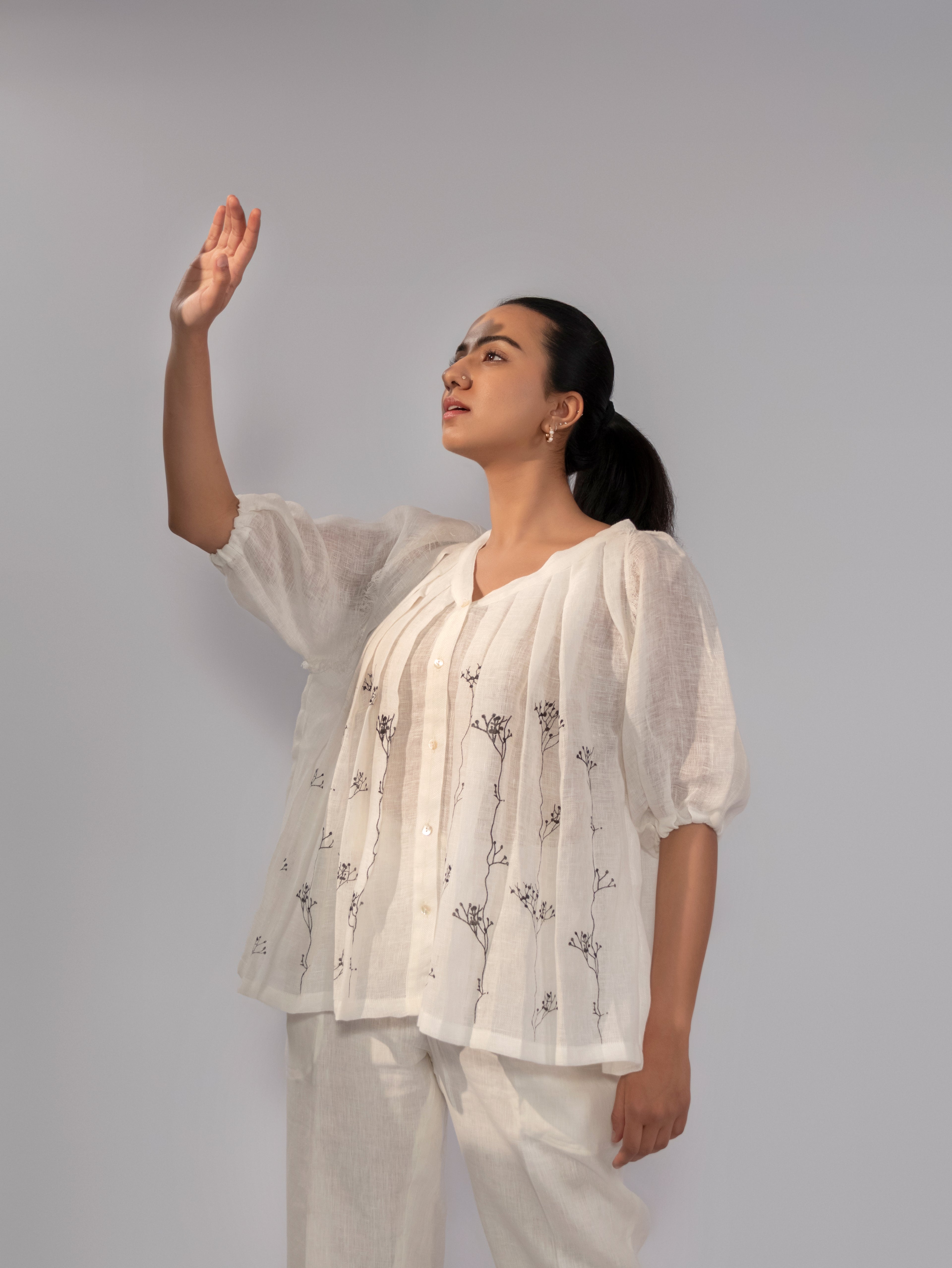 Ivory Breeze Gathered Linen Co-Ord Set