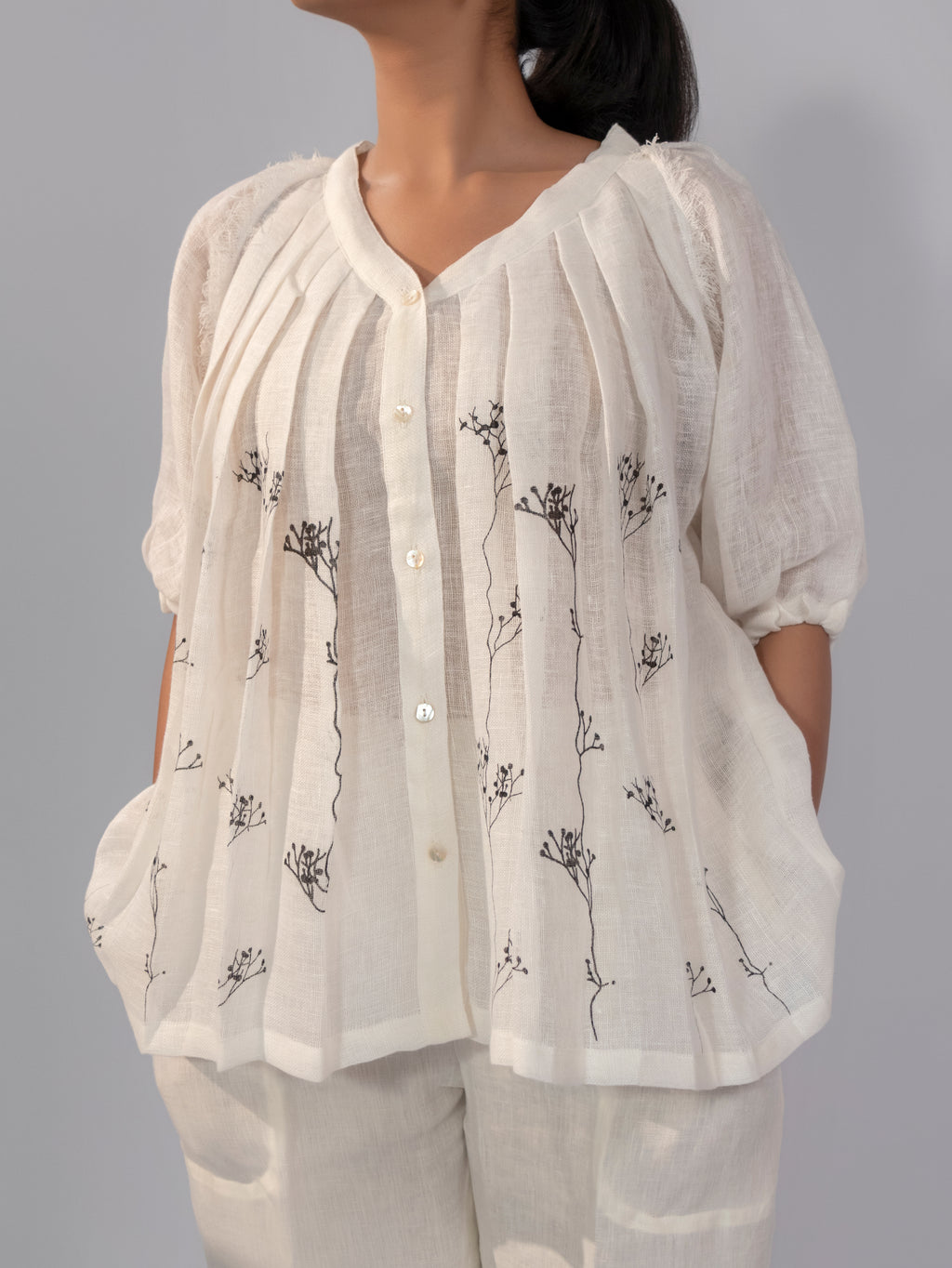 Ivory Breeze Gathered Linen Co-Ord Set