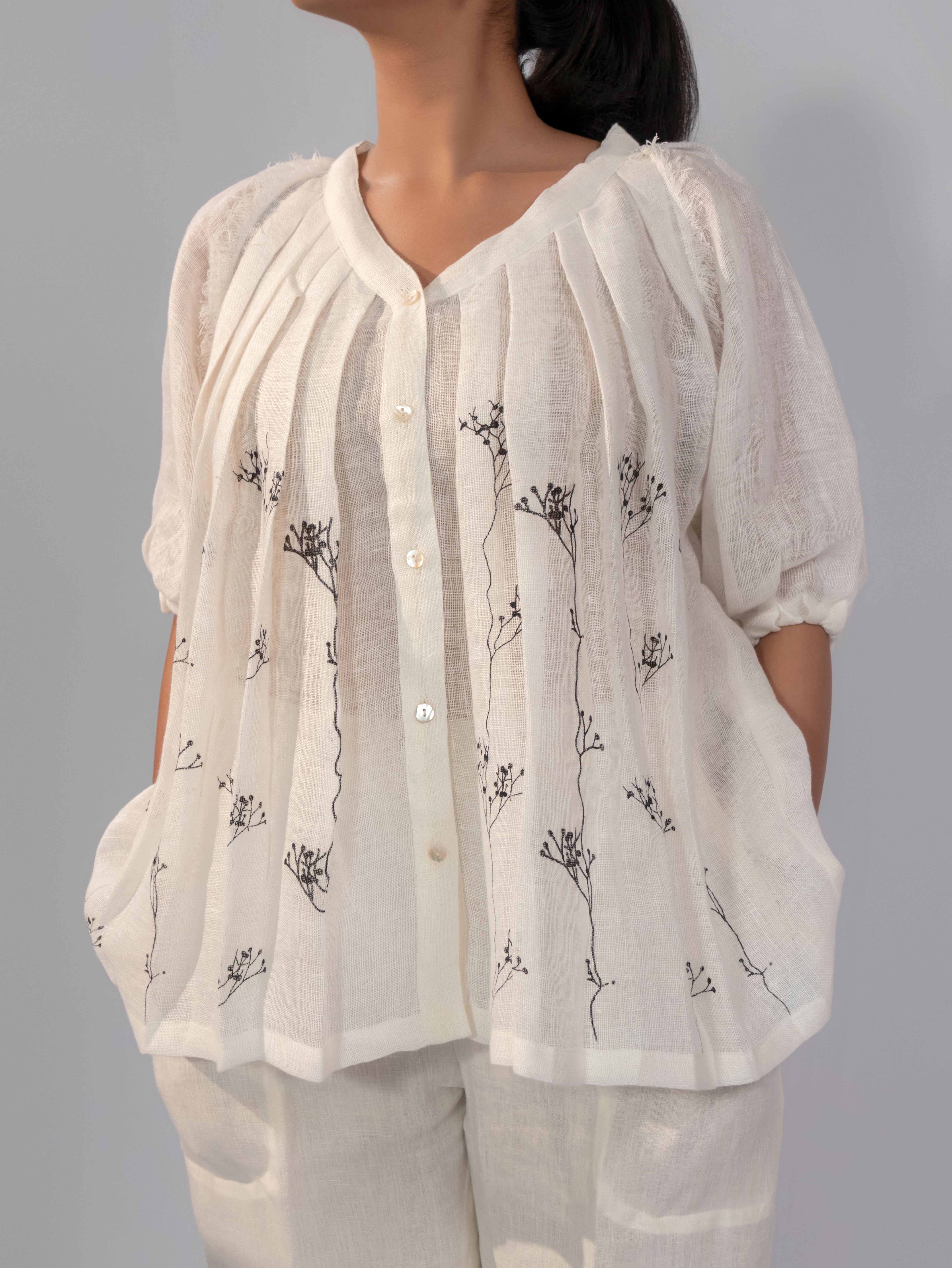 Ivory Breeze Gathered Linen Co-Ord Set