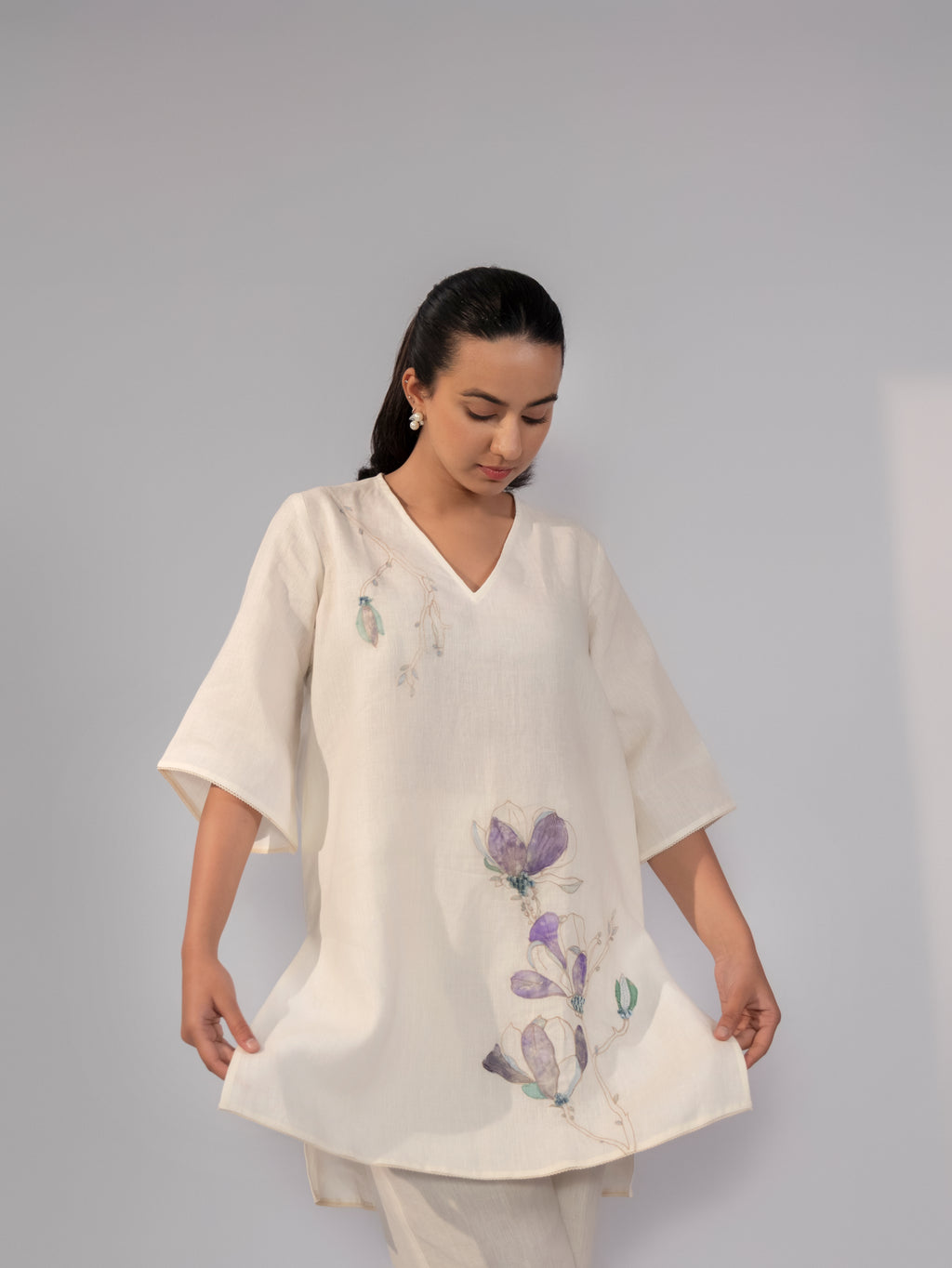 Violet Bloom Linen Co-Ord Set