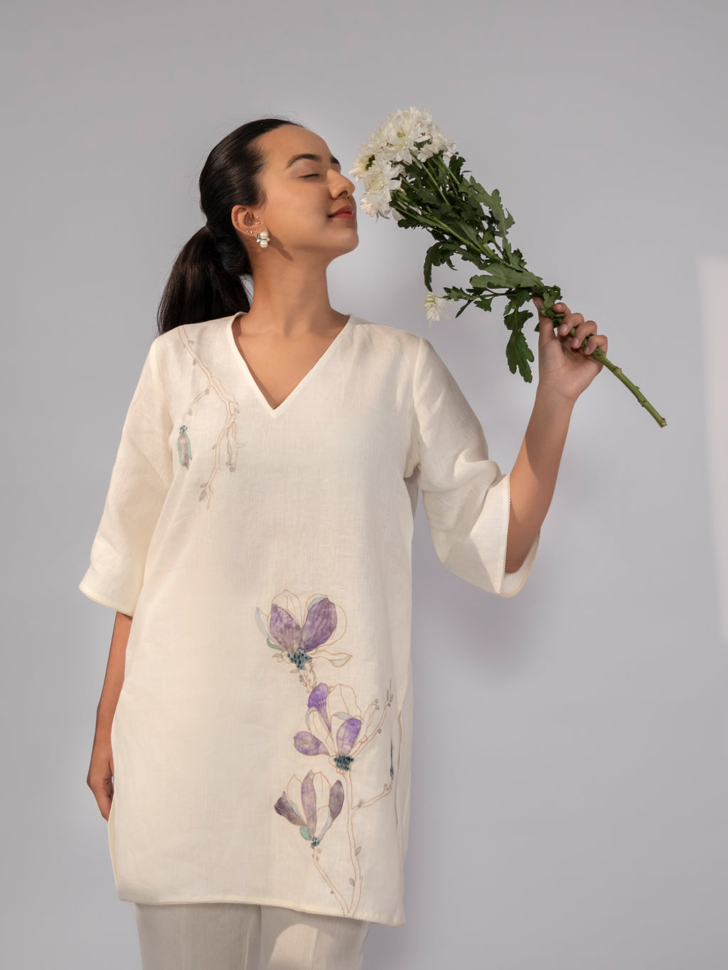 Violet Bloom Linen Co-Ord Set