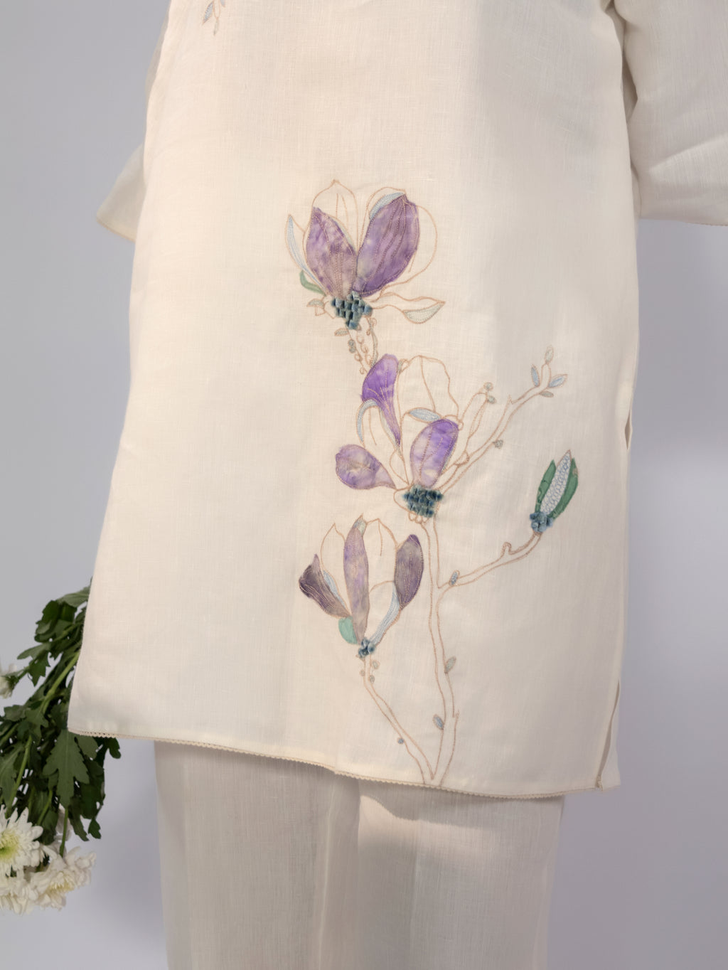 Violet Bloom Linen Co-Ord Set
