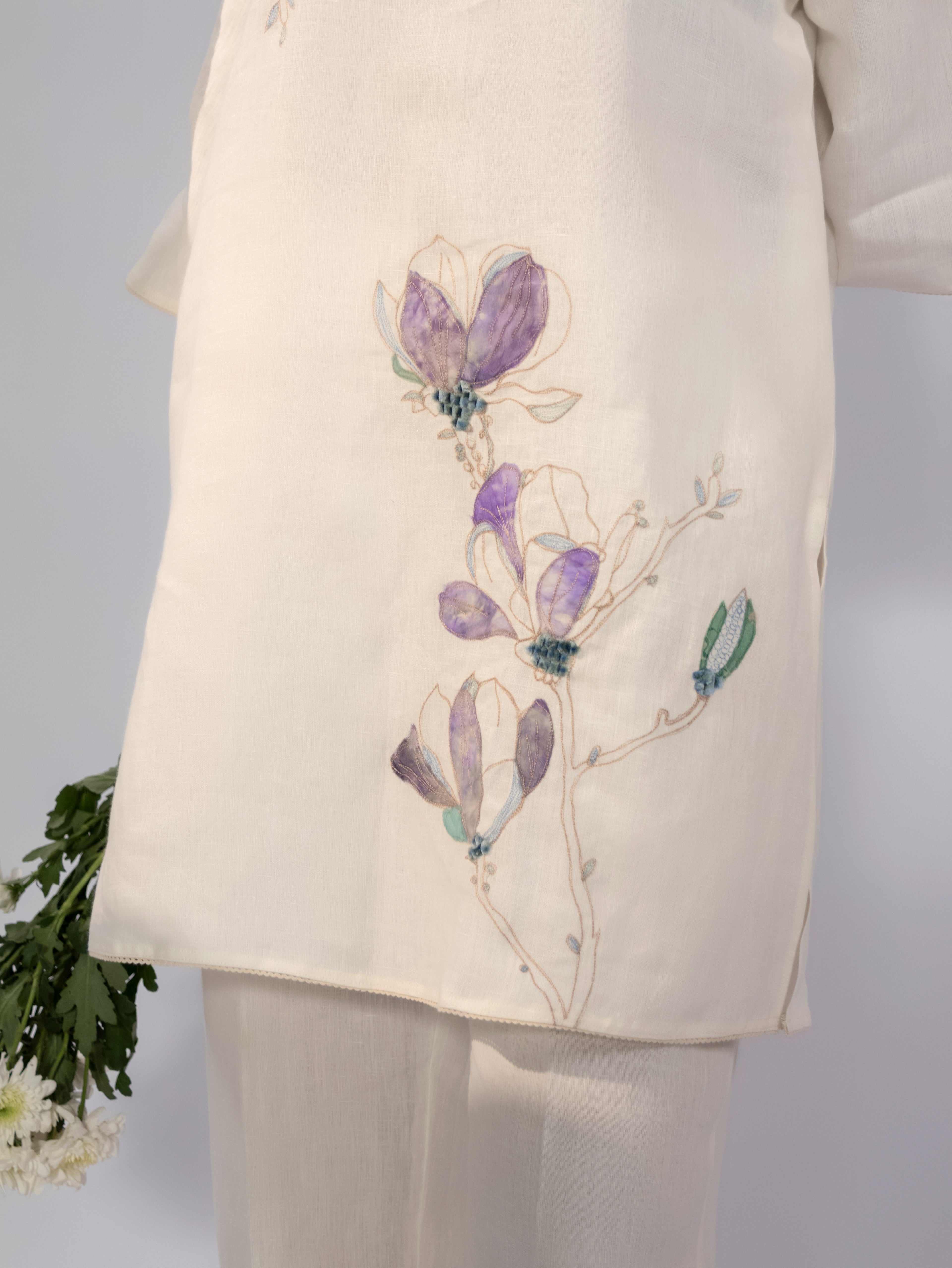 Violet Bloom Linen Co-Ord Set