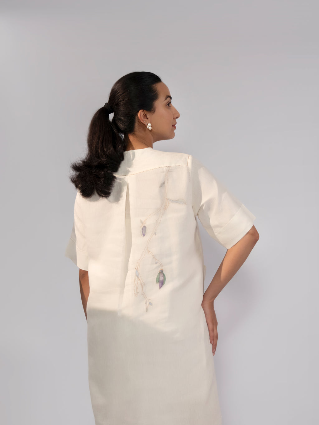 Ivory Meadow Linen Pocket Dress