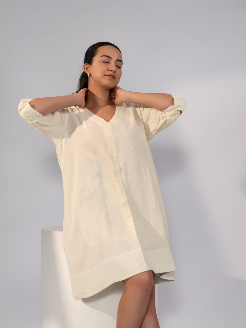 Buttercream Breeze Linen Shift Dress