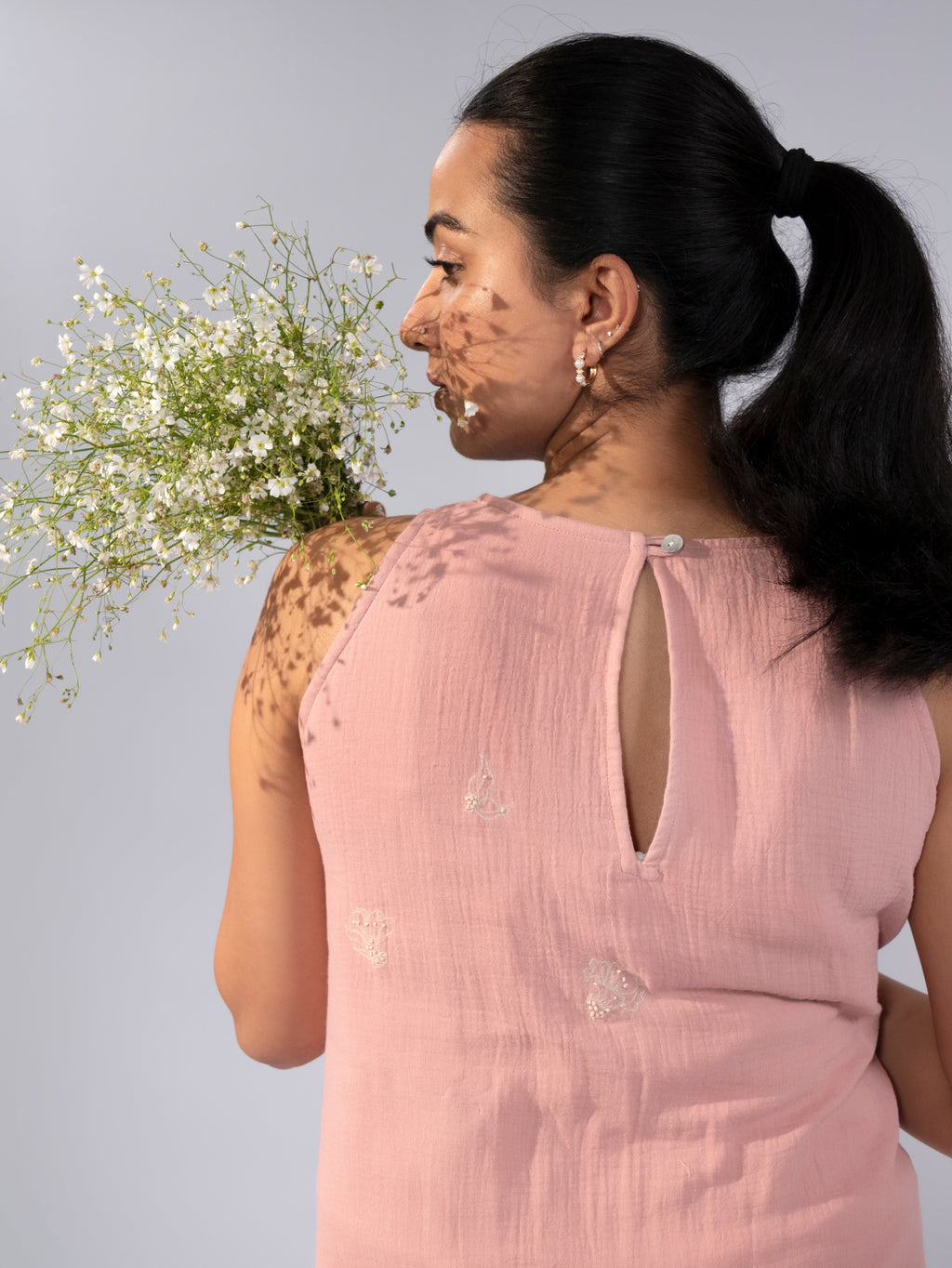 Blush Petal Linen Maxi Dress