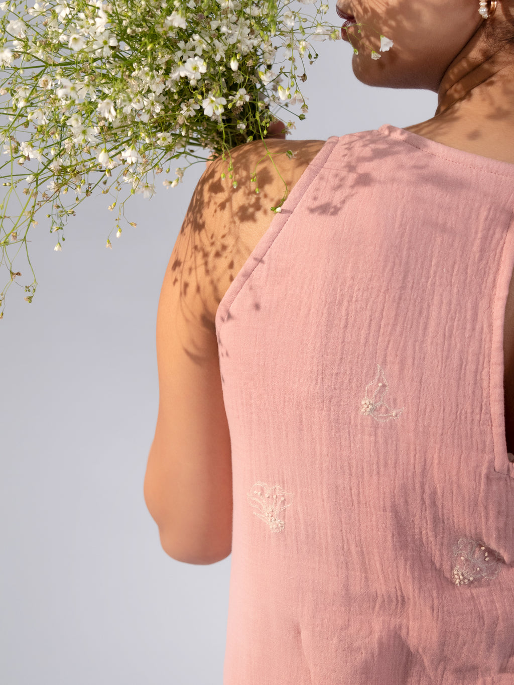 Blush Petal Linen Maxi Dress