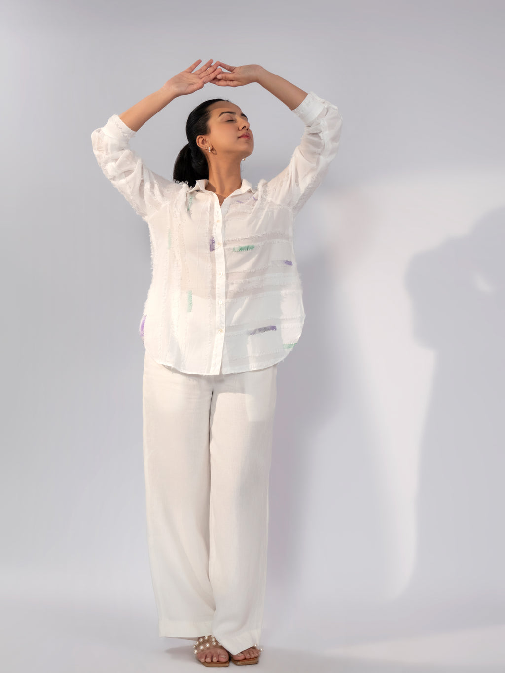 Ivory Textura Linen Shirt