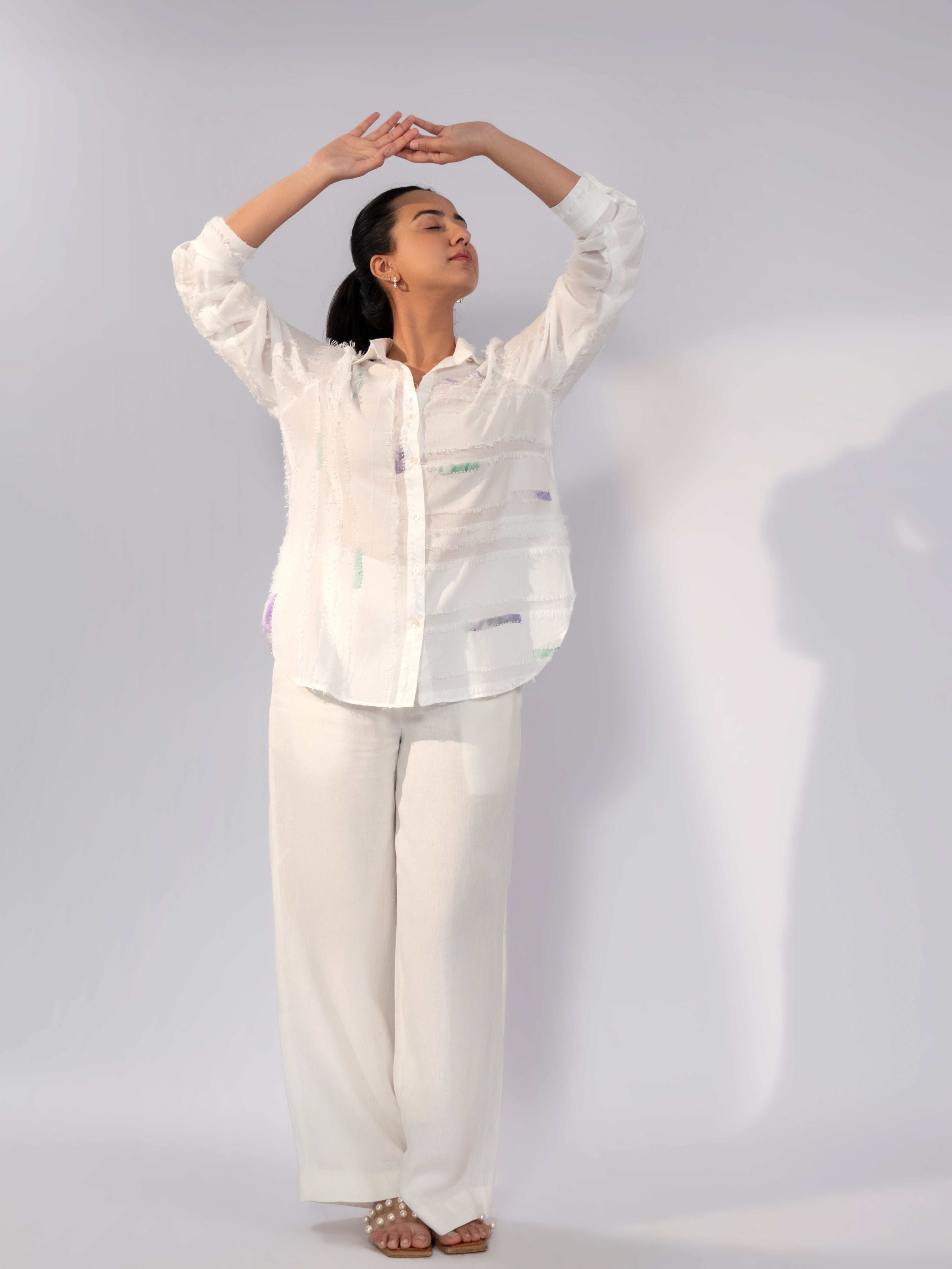 Ivory Textura Linen Shirt