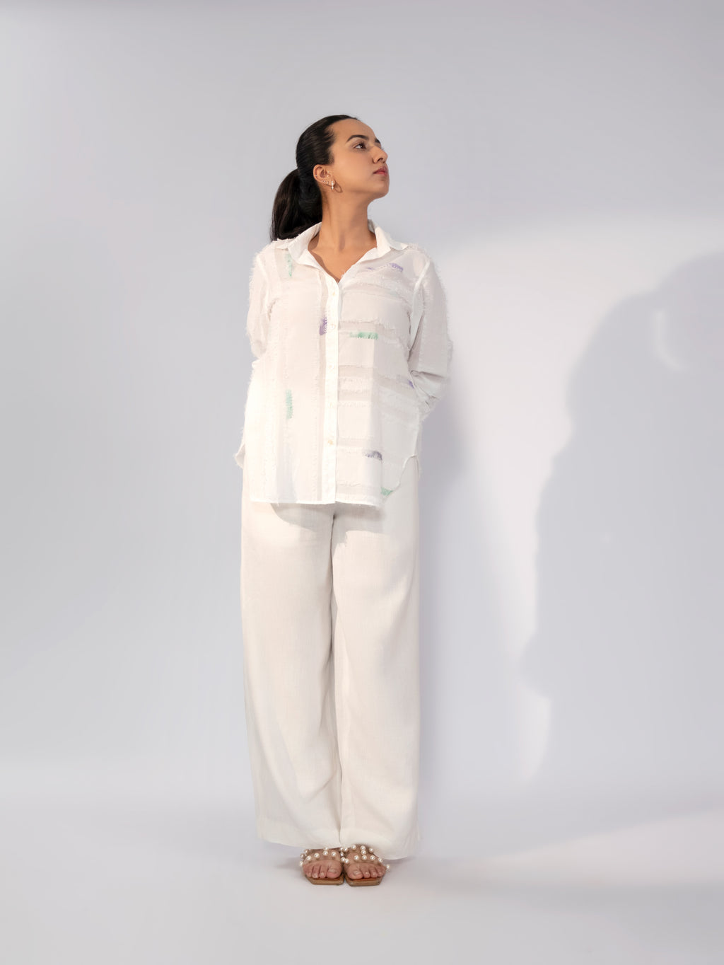 Ivory Textura Linen Shirt