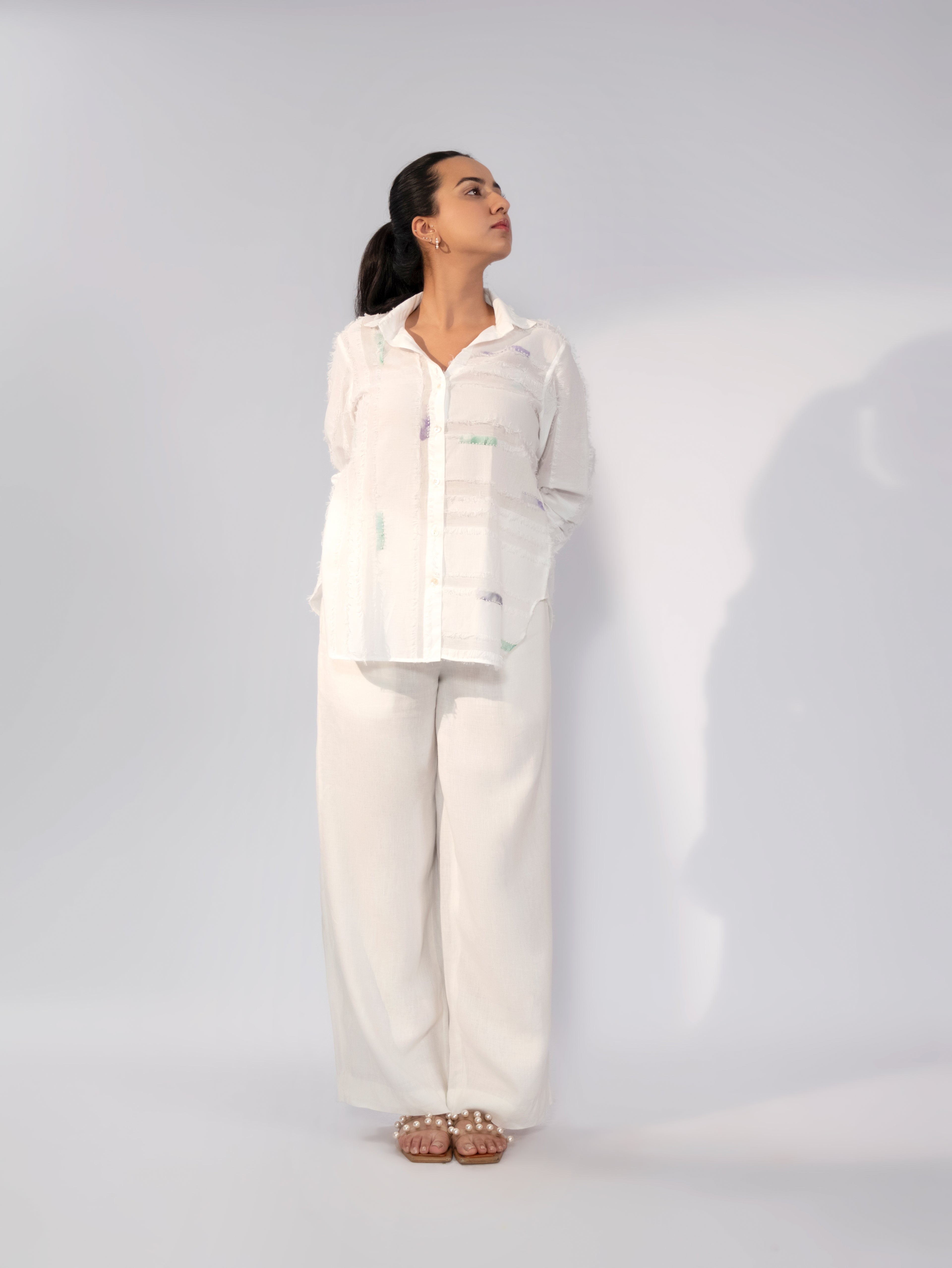 Ivory Textura Linen Shirt
