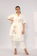 Ivory Bloom Linen Shirt Co-Ord Set