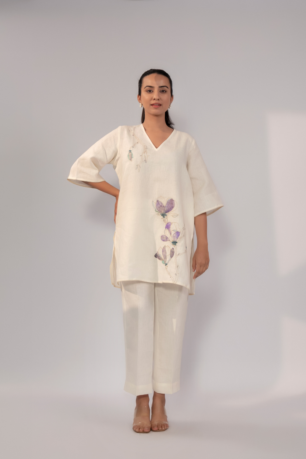 Violet Bloom Linen Co-Ord Set