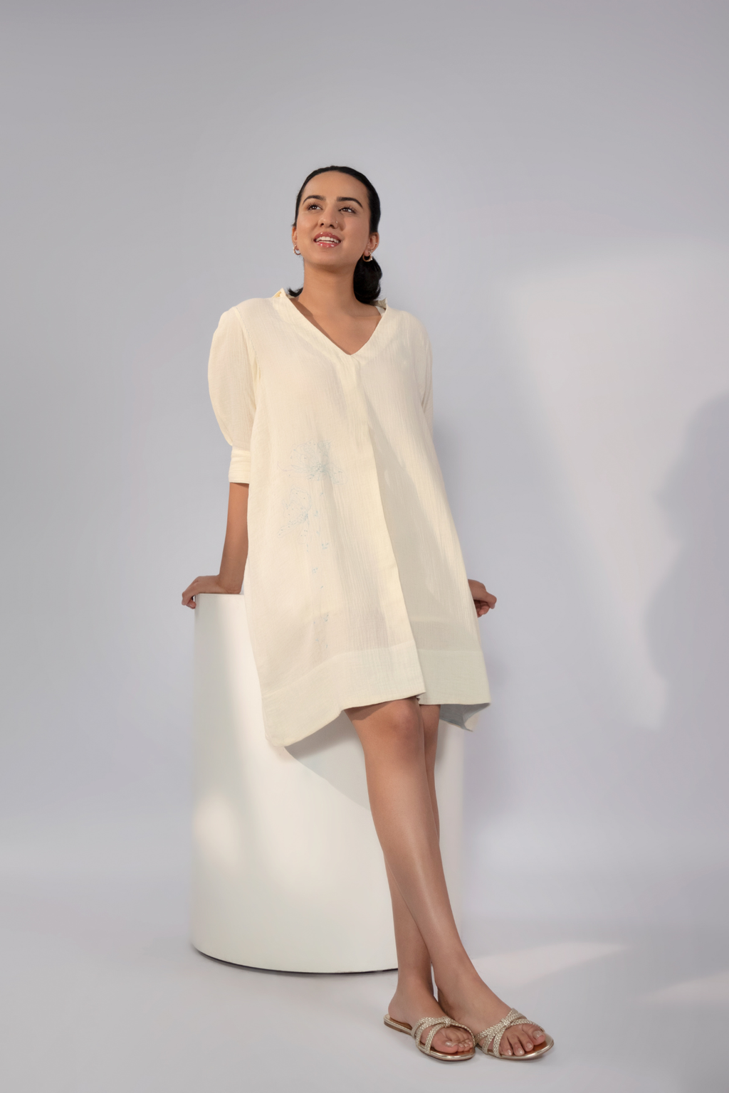 Buttercream Breeze Linen Shift Dress