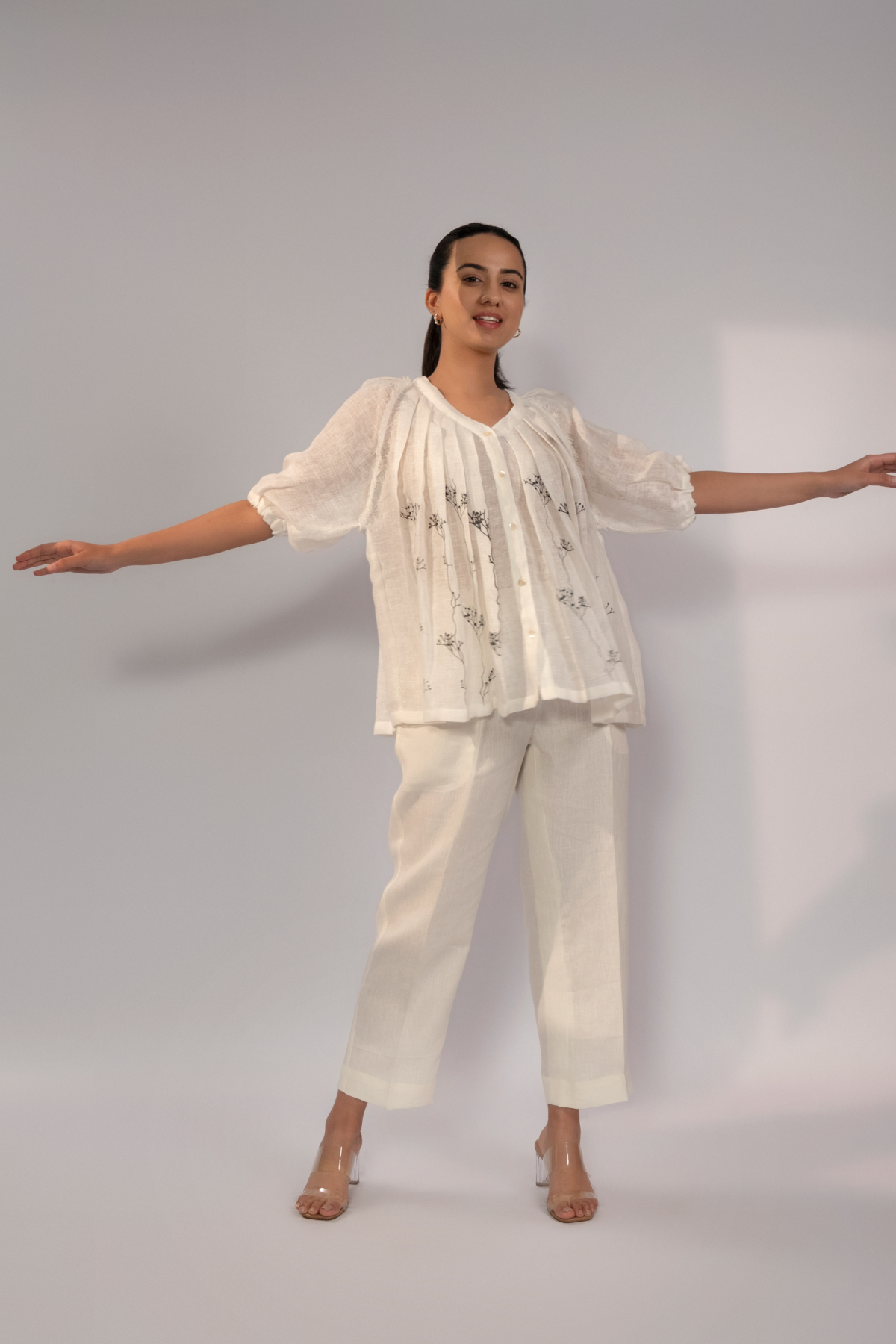 Ivory Breeze Gathered Linen Co-Ord Set